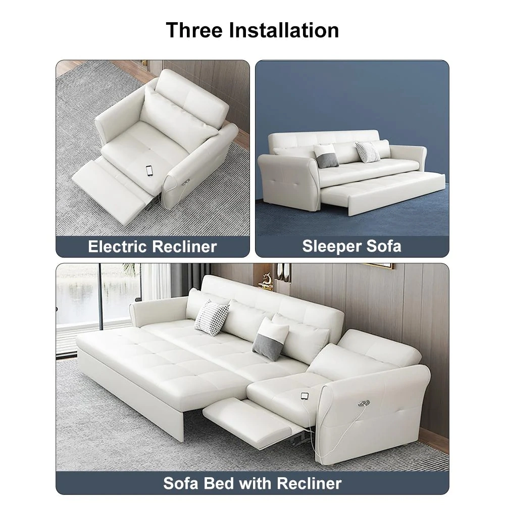 Nova Modern Living Room Furniture 3 Seater Sectional Sofa Leather Divan Storage Sofa Beds Multi Function Couch Sofas with USB Ports