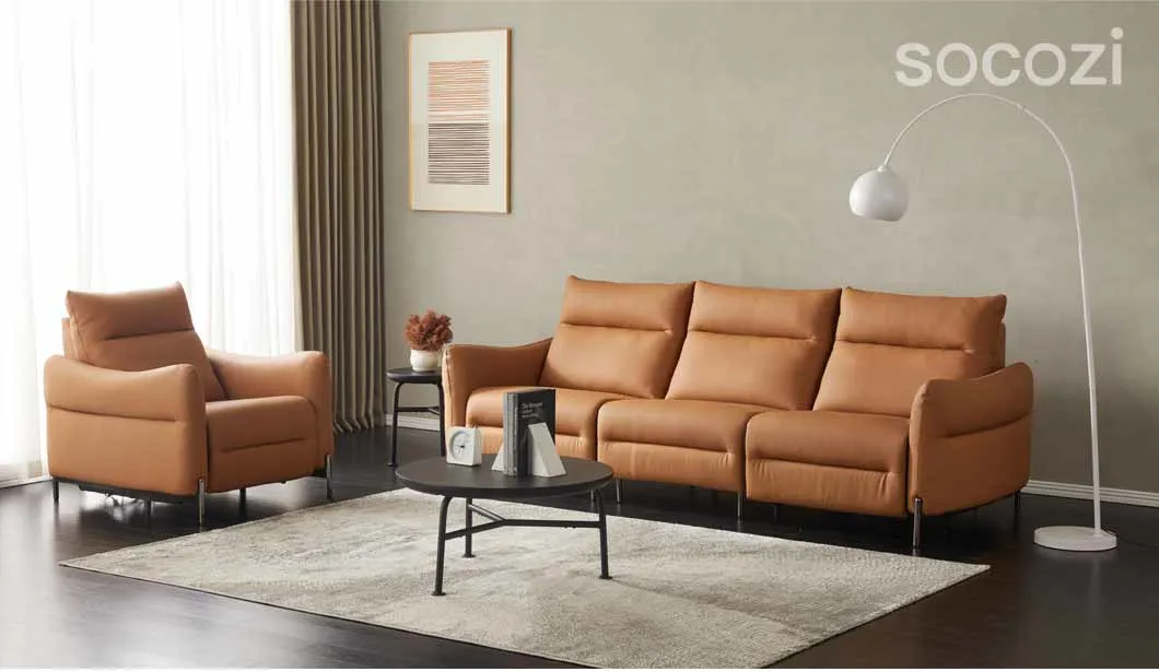 Modern Home Living Room Leisure 123 Seter Leather Power Reclining Sofa Set