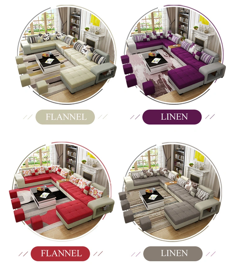 Modern Home Furnture Fabric Sectional Couch Living Room Sofa Set Luxury 7 Seater U Shaped Corner Sofa