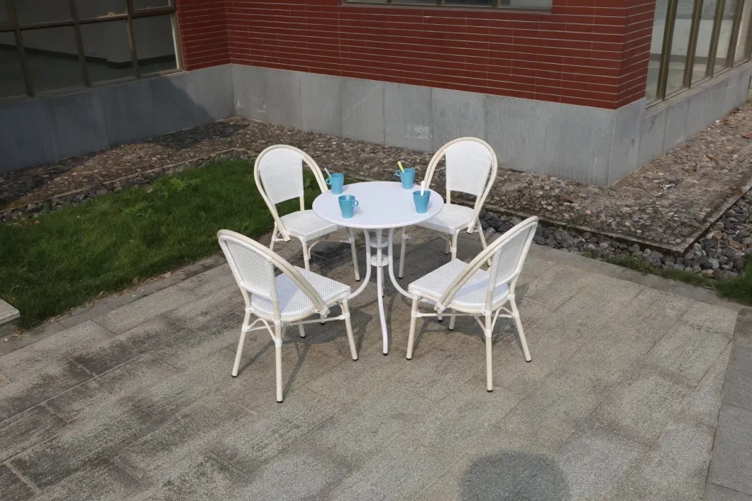 Contemporary and Contracted Leisure Outdoor Furniture White Milk Tea Shop Cafe Outdoor Garden Chairs and Tables Set Combination