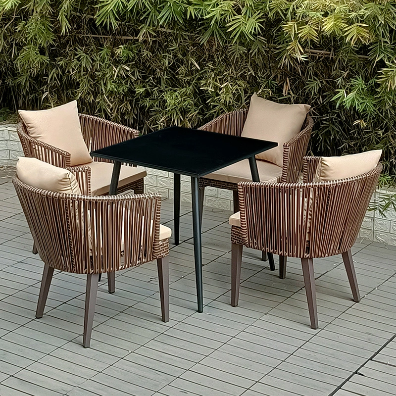 Direct Factory Modern Stackable Metal Plastic Rattan Outdoor Garden Lounge Dining Chair Patio Furniture