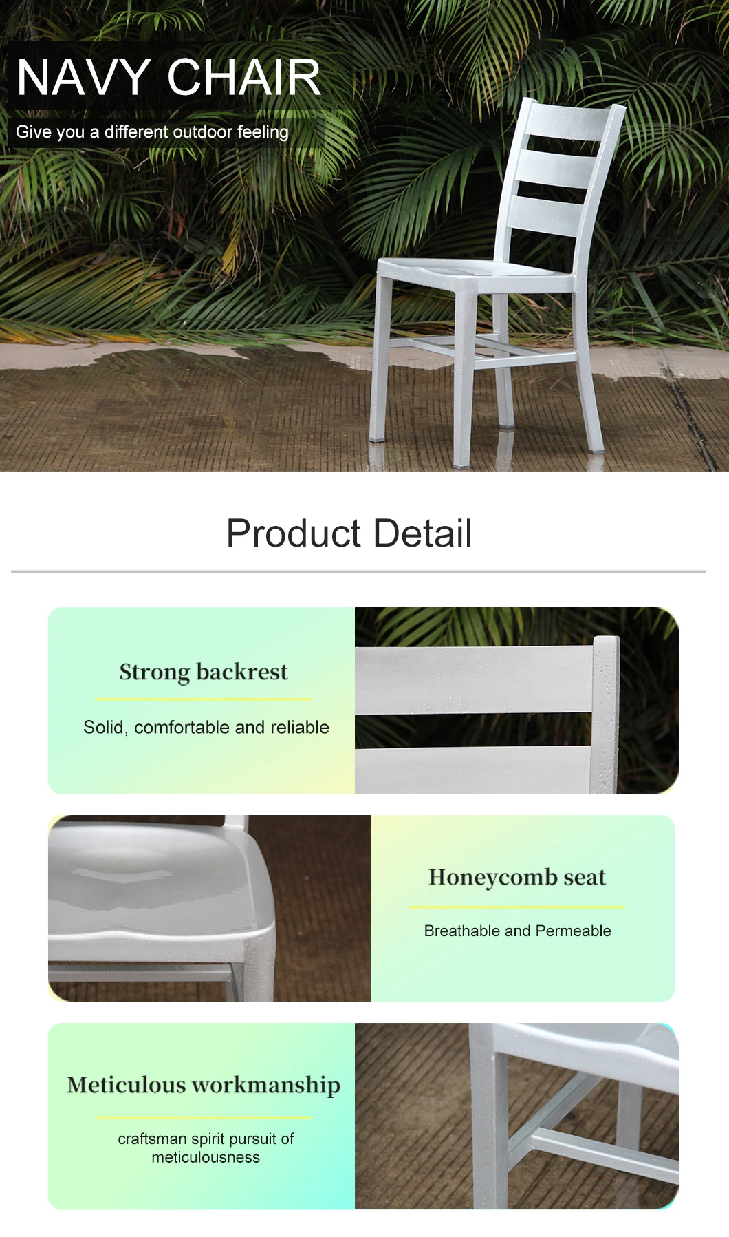 Modern Popular Antique Iron Commercial Aluminum Garden Dining Chair Outdoor Furniture