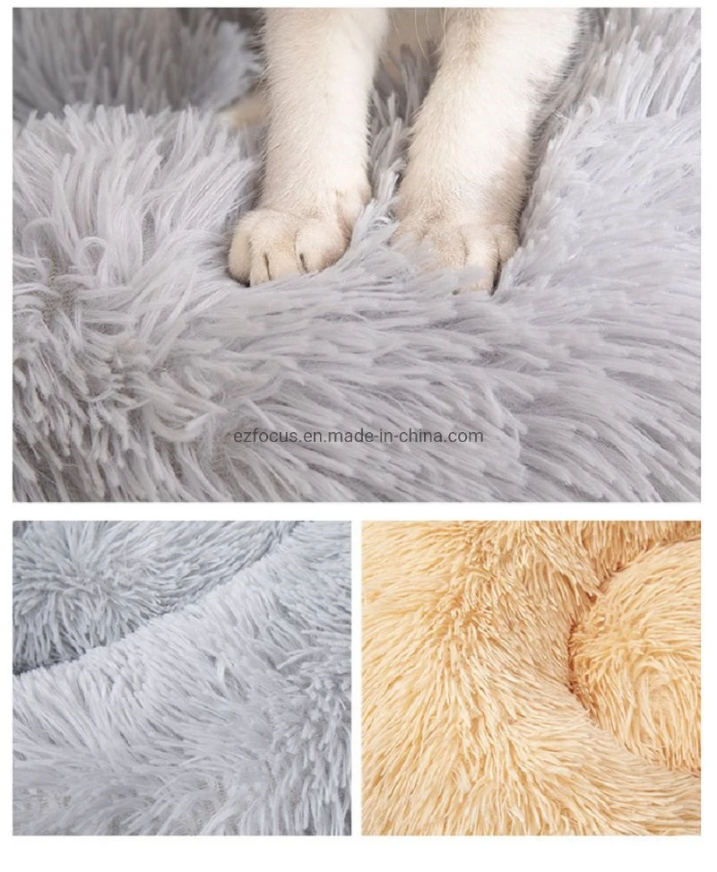 Puppy Soft Bed Faux Fur Bed Kitten Comfortable Bed Round Warming Bed Donut Pet Lounge Wbb16217