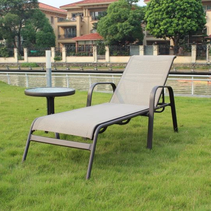 Customized Modern Hotel Swimming Pool Side Outdoor Beach Aluminum Sling Lounger Bed