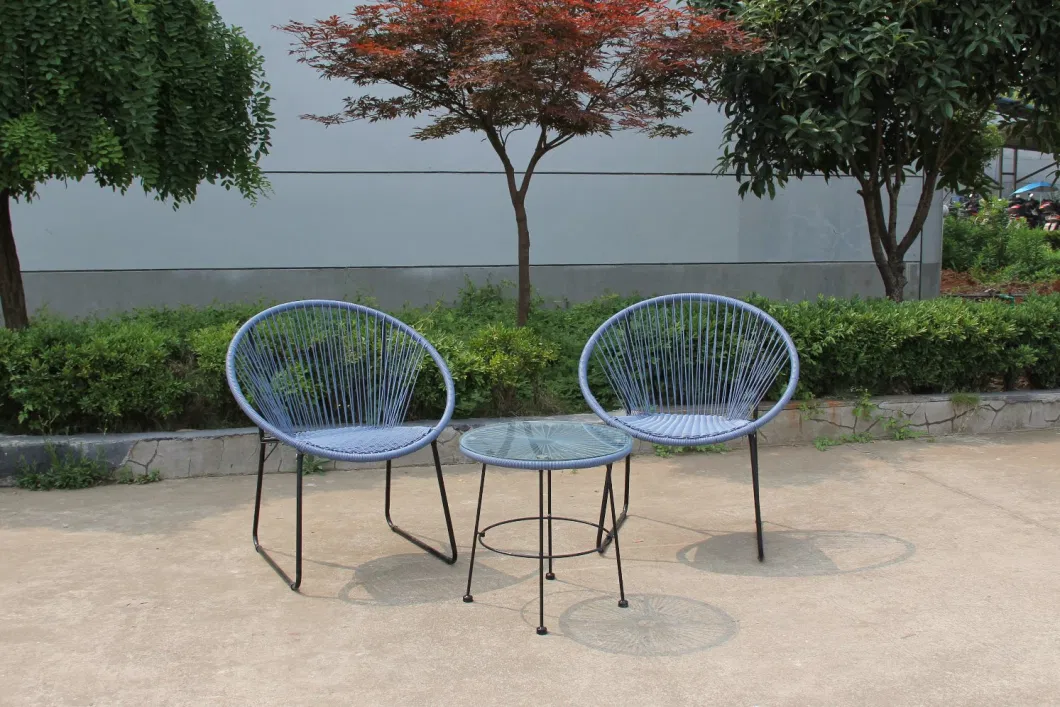 Outdoor Garden PE Rattan Chairs and Glass Coffee Table