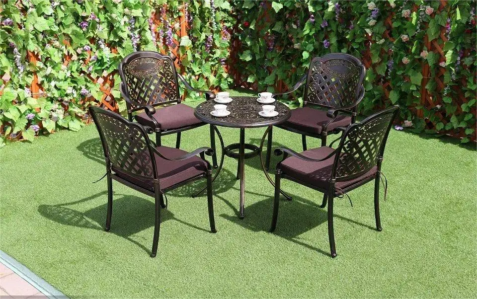 Leisure Villa Open-Air Balcony Cast Aluminum Table and Chairs Patio Furniture Set Outdoor Garden Set