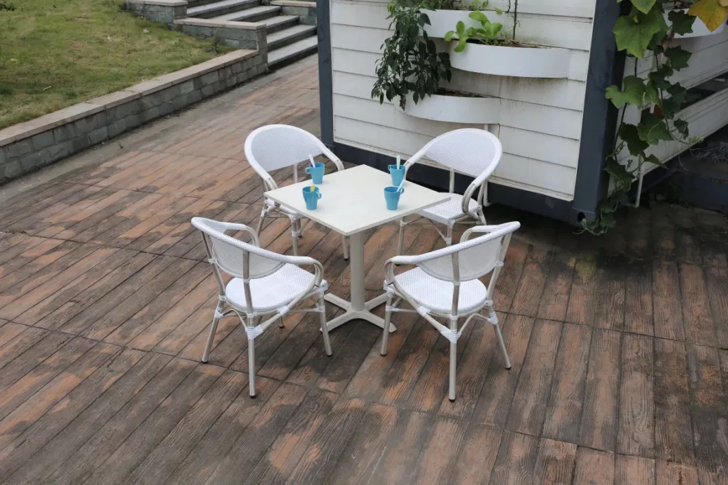 Contemporary and Contracted Leisure Outdoor Furniture White Milk Tea Shop Cafe Outdoor Garden Chairs and Tables Set Combination