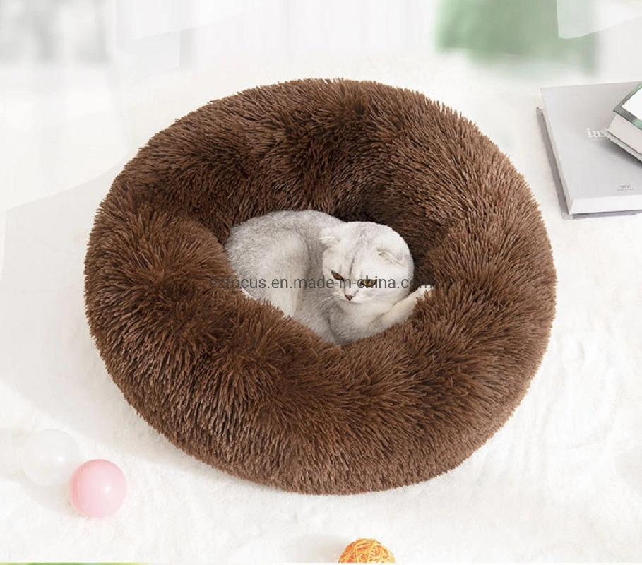 Puppy Soft Bed Faux Fur Bed Kitten Comfortable Bed Round Warming Bed Donut Pet Lounge Wbb16217