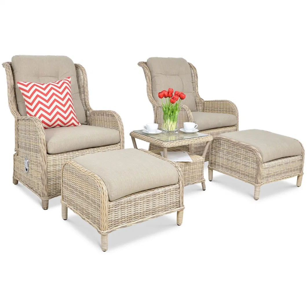 Popular Rattan Set Sofa Outside Aluminum Frame Teak Garden Set Import Lounger Sofa Furniture Patio Outdoor Furniture