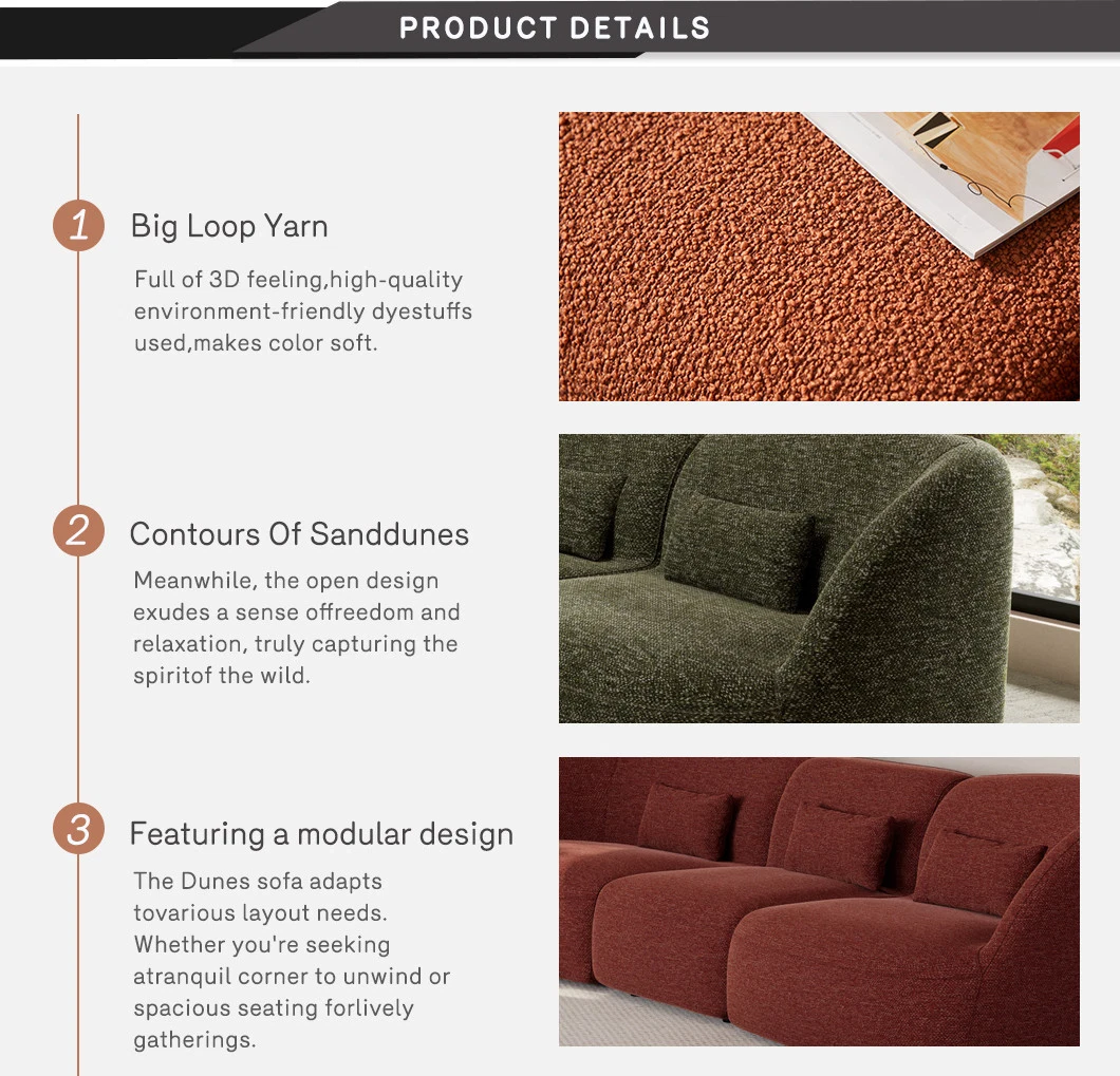 OEM Modular Simple Red Living Room Sofa Set for Home Luxury Design