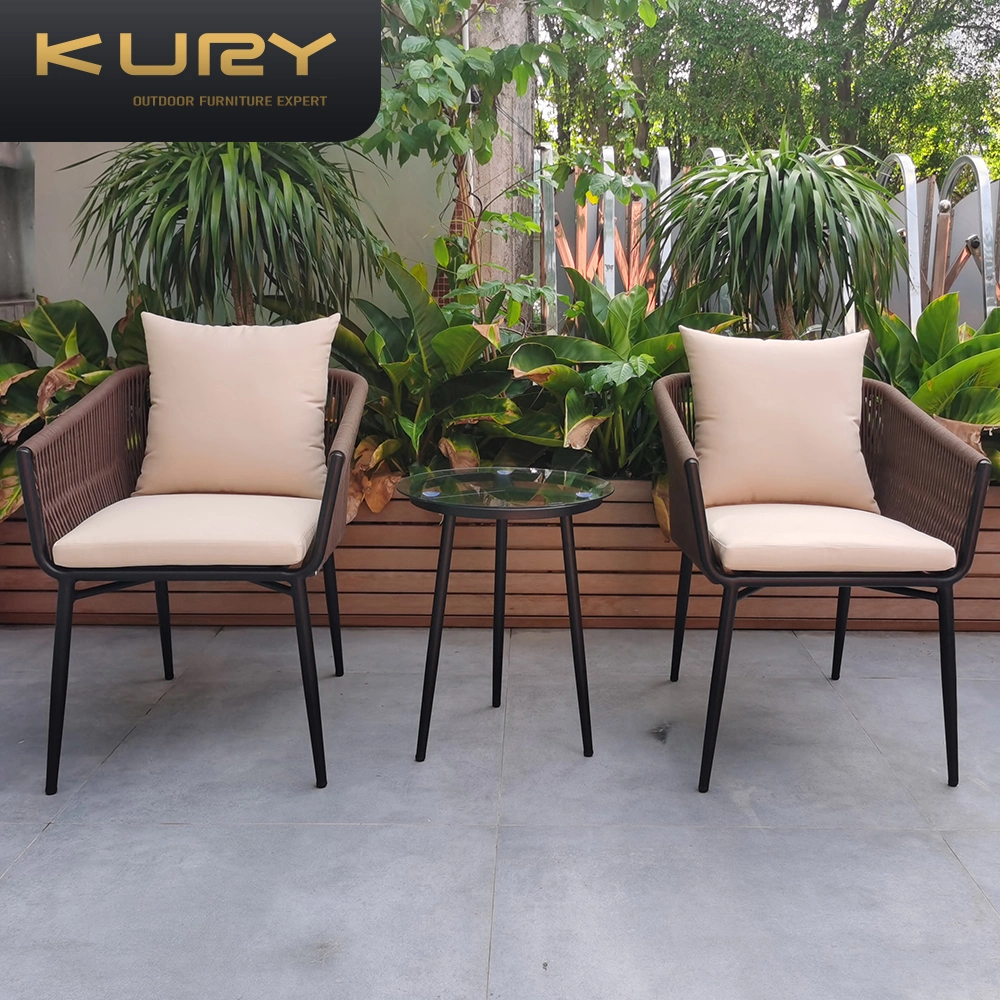 Outdoor Furniture Home Garden Patio Tea Table Three-Piece Rattan Chair Set