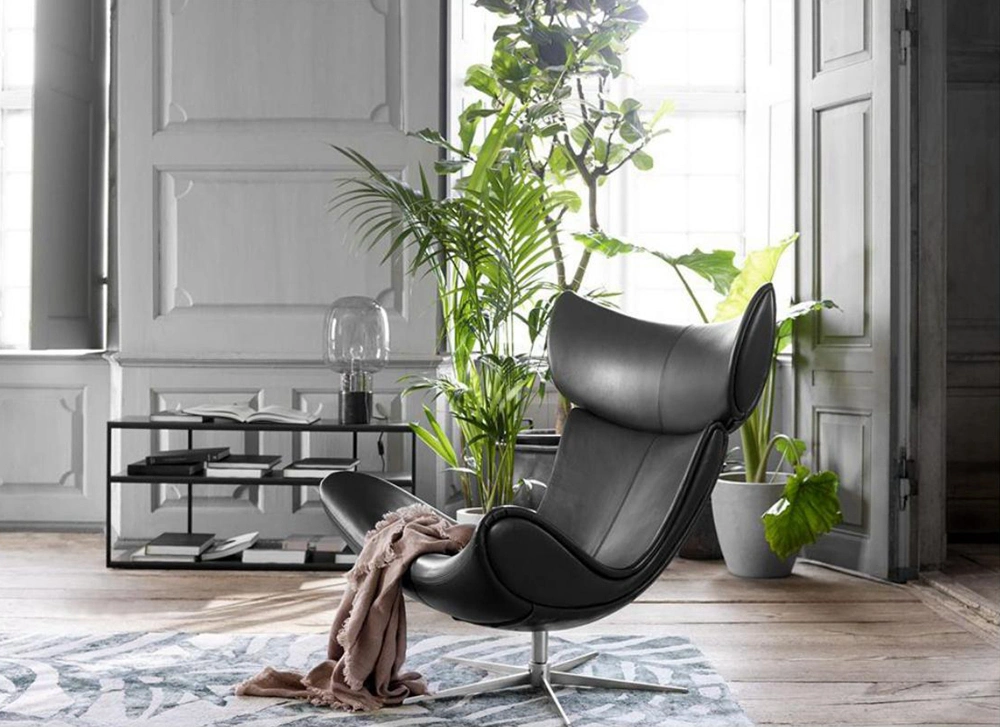 Wholesale Discount Home Furniture Modern Imola Metal Leg High Back Leather Leisure Single Sofa Lounge Chair