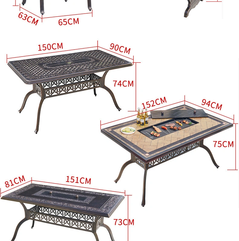 Outdoor Villa Courtyard Garden Simple Open-Air Balcony Leisure Commercial Cast Aluminum Desk and Chair Combination Furniture