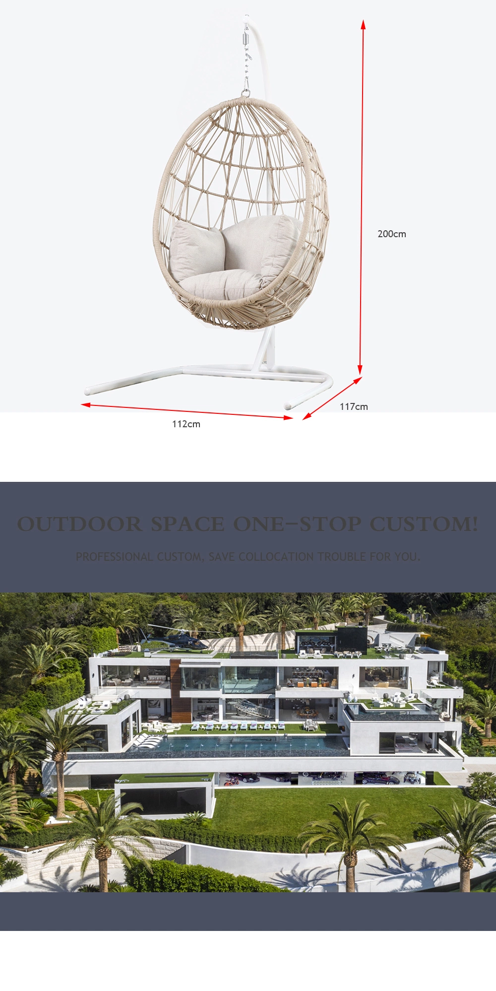 Modern Luxury Hanging Chair Supplier Rope Patio Swings Chair Outdoor Furniture Manufacturer