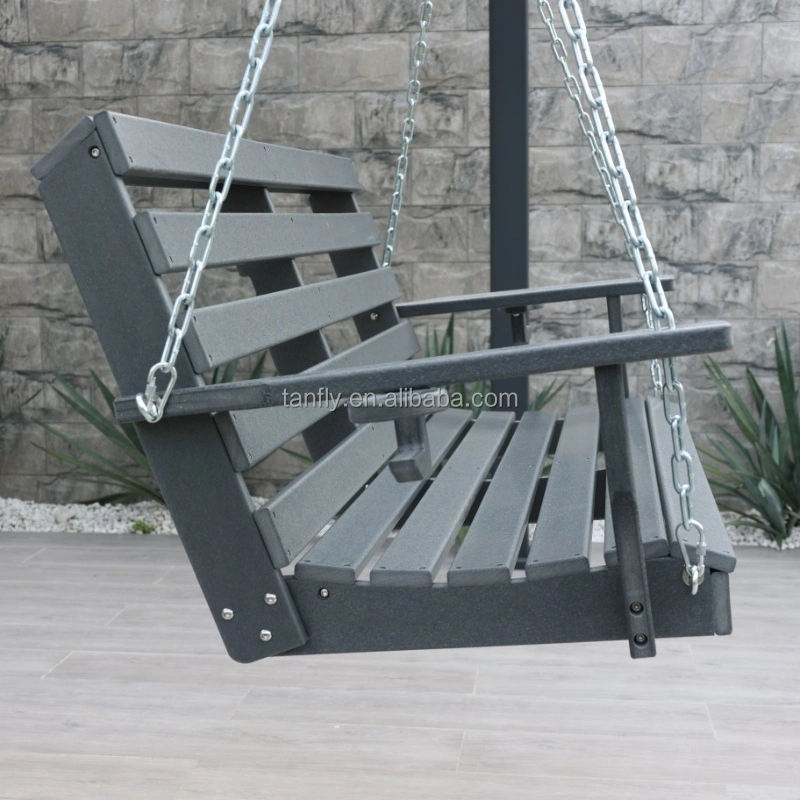 Outdoor Patio Porch Swing with Chain HDPE Bench Hammock Hanging Swing Chair HDPE