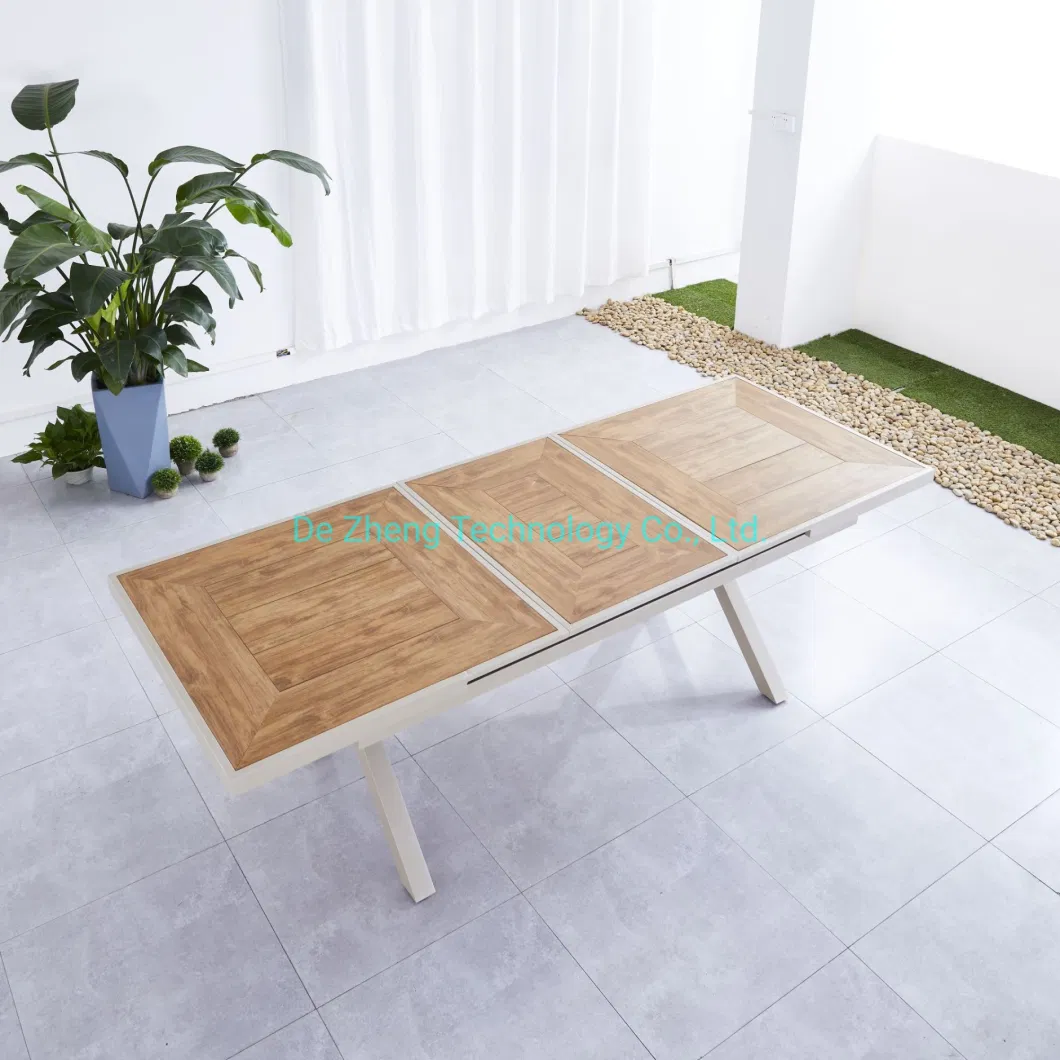 Leisure Garden Detachable Extendable Outdoor Wood Metal Dining Table