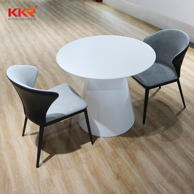 Modern Design Round/Square Solid Surface Worktop White Matt Long Dining Table Set