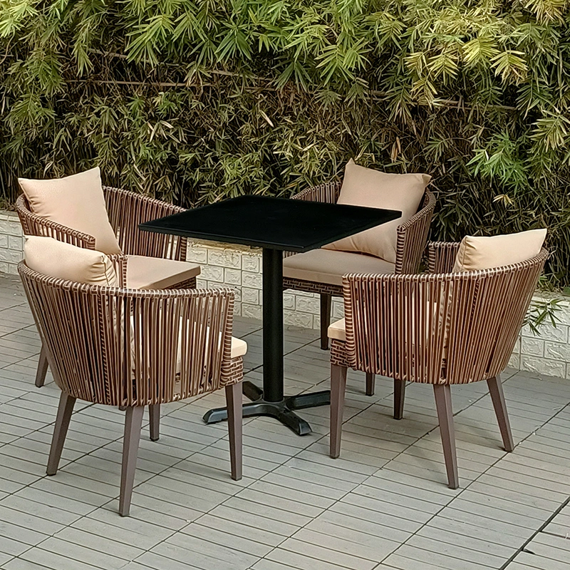 Direct Factory Modern Stackable Metal Plastic Rattan Outdoor Garden Lounge Dining Chair Patio Furniture