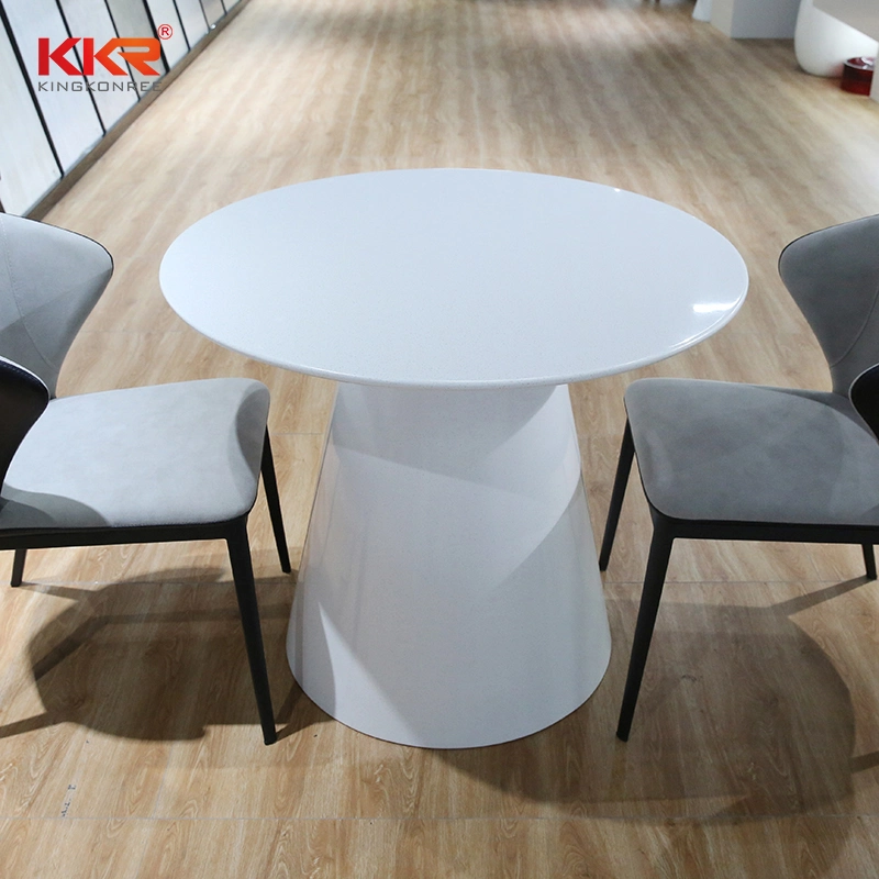 Modern Design Round/Square Solid Surface Worktop White Matt Long Dining Table Set