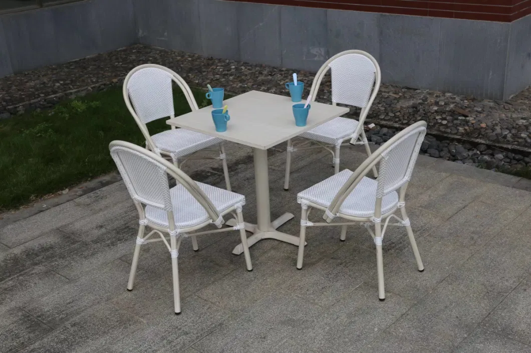 Contemporary and Contracted Leisure Outdoor Furniture White Milk Tea Shop Cafe Outdoor Garden Chairs and Tables Set Combination