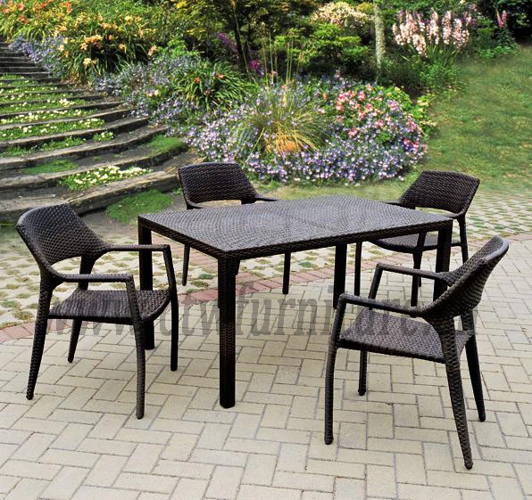 Balcony and Patio Rattan Wicker Table and Chair 5seaters on Sale Furniture