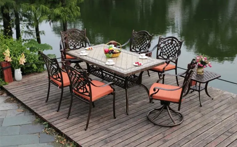 Antique Outdoor Patio Furniture Hot Sale Cast Aluminum Garden Balcony Dining Tables and Chairs Garden Chair Set