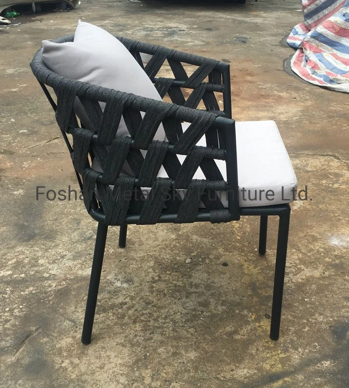 Outdoor Aluminum Villa Rattan Wicker Rope Restaurant Metal Garden Sofa