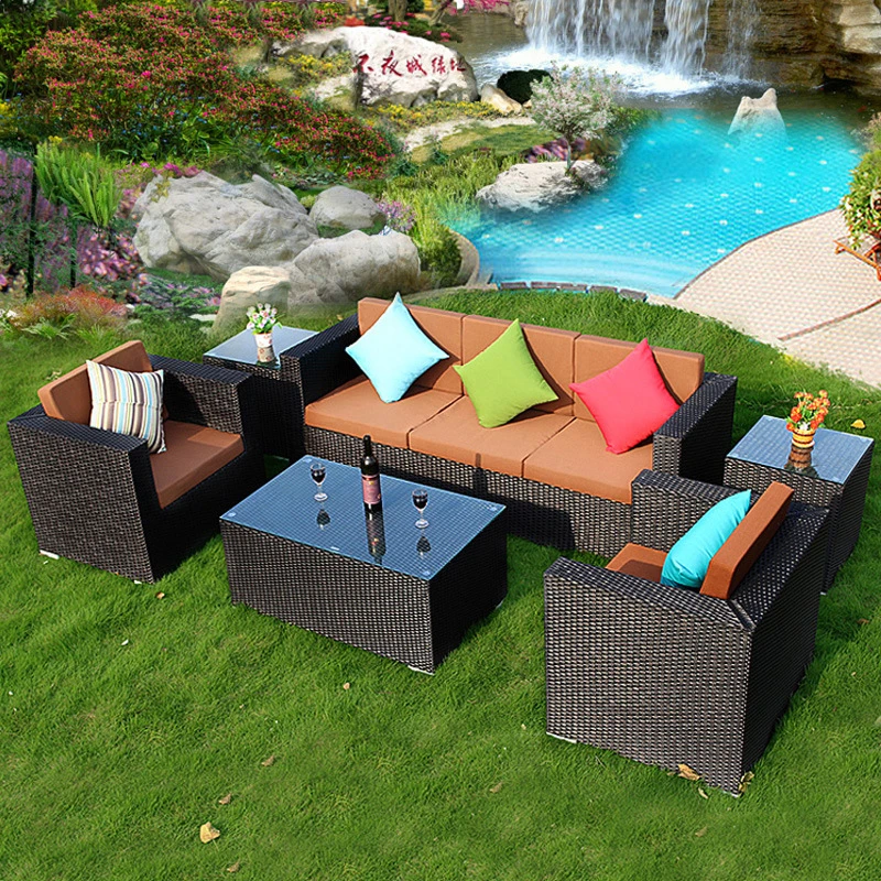 American Popular High Quality Outdoor Garden Balcony Wicker Sectional Rattan Sofa