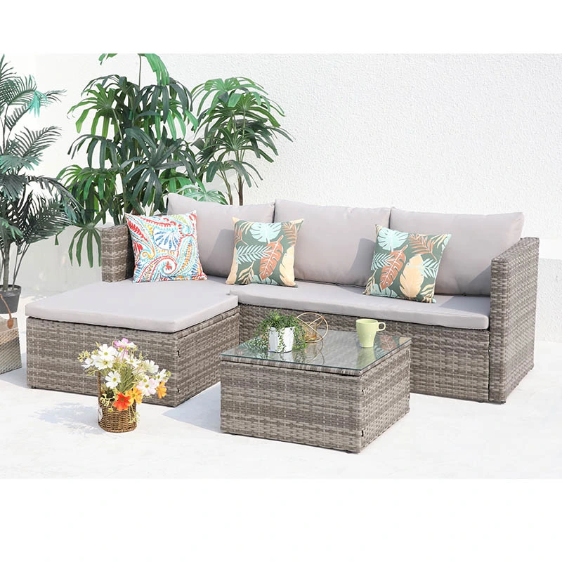 Factory Price L Shape PE Wicker Rattan Outdoor Furniture Garden Sofa Sets