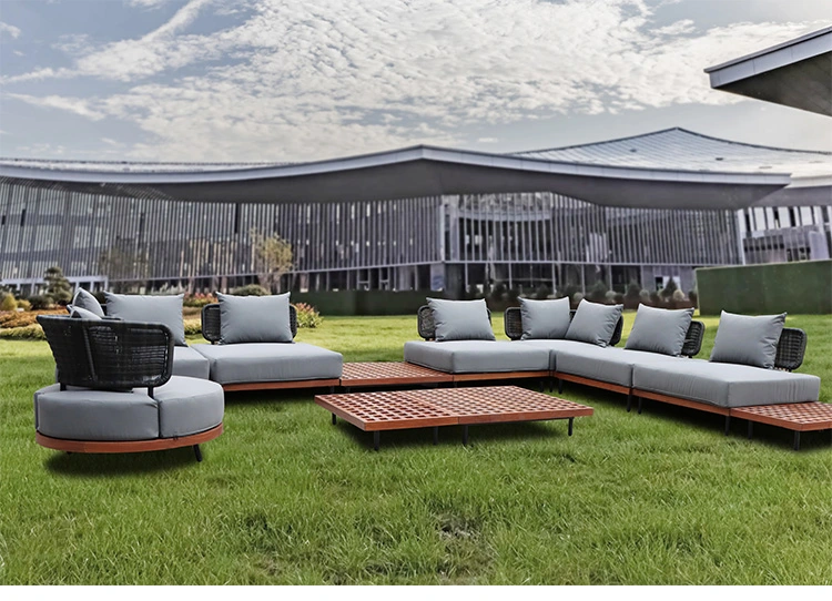 Teak Wood+ Rope Hotel/Garden/Patio Darwin Modular Garden Sofa Outdoor Furniture