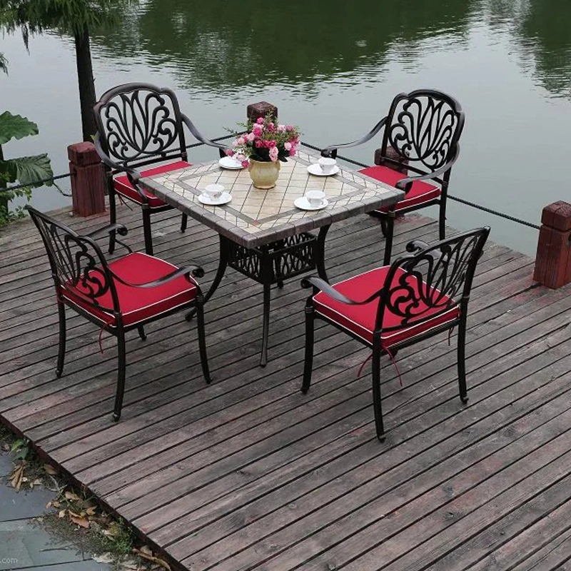 Outdoor Bistro Sets Metal Patio Chair Set Furniture Cast Antique Outdoor Cast Aluminum Garden Patio Table and Chair Set