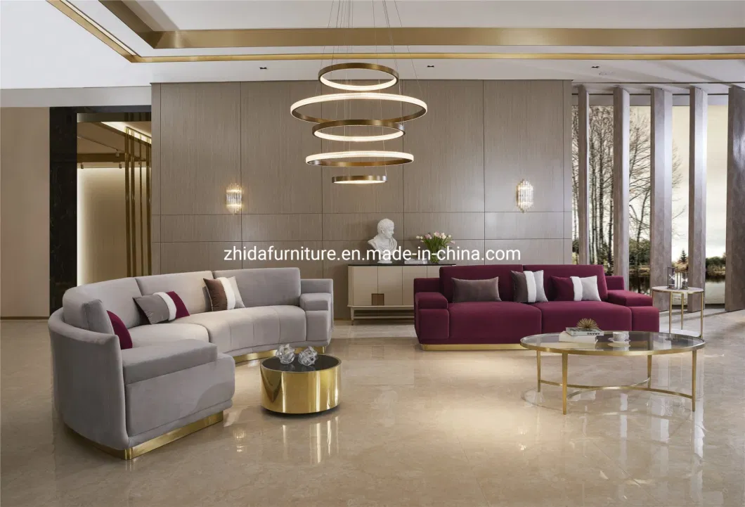 Luxury Home Furniture High Quality Living Room Modular Curved Velvet Sectional Sofa