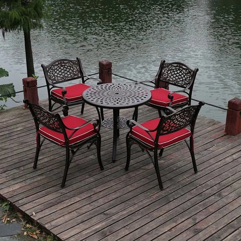 Outdoor Bistro Sets Metal Patio Chair Set Furniture Cast Antique Outdoor Cast Aluminum Garden Patio Table and Chair Set