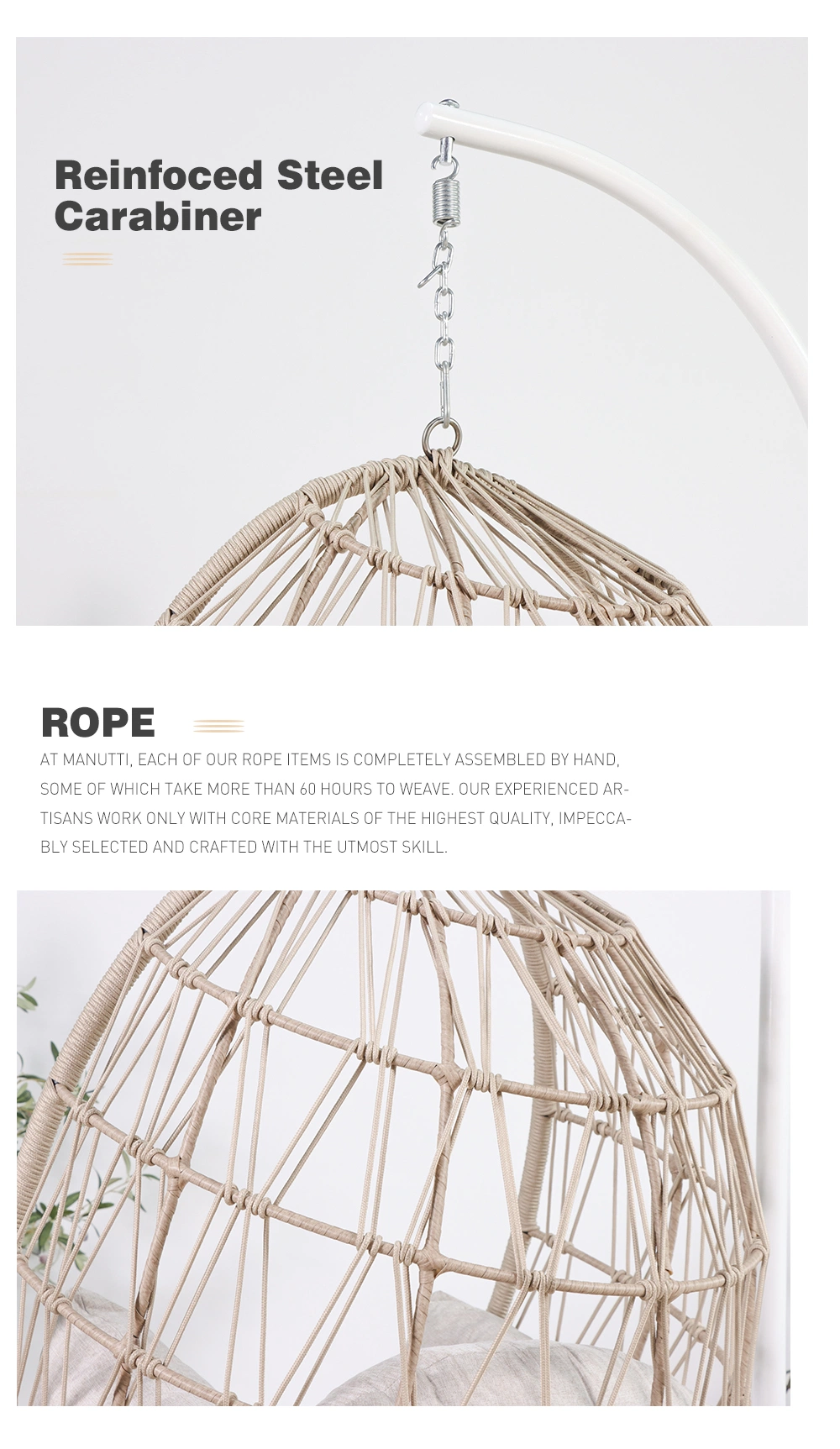 Modern Luxury Hanging Chair Supplier Rope Patio Swings Chair Outdoor Furniture Manufacturer