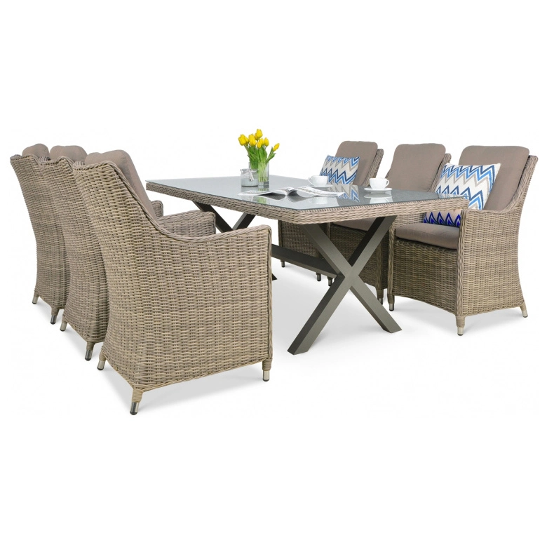 Dining Room Set Outdoor Rattan Furniture Set 6 Seater Dining Table Set Cafe Furniture