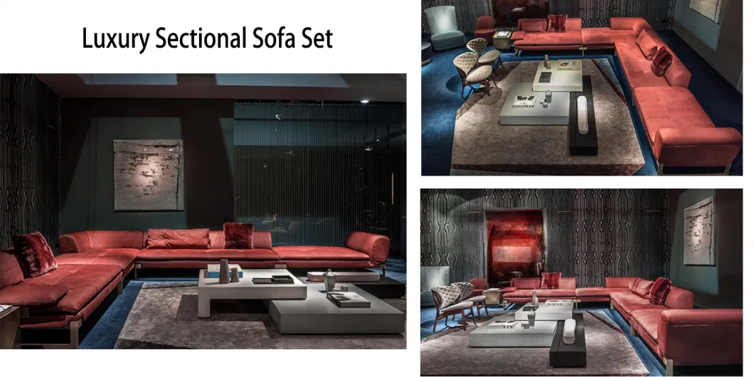 Luxury Sofa Set Living Room Furniture Modern Corner Velvet Fabric Sofa Set
