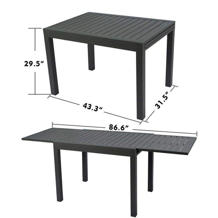 Outdoor Patio Stretch Table Aluminum Frame Dining Table Extendable Table