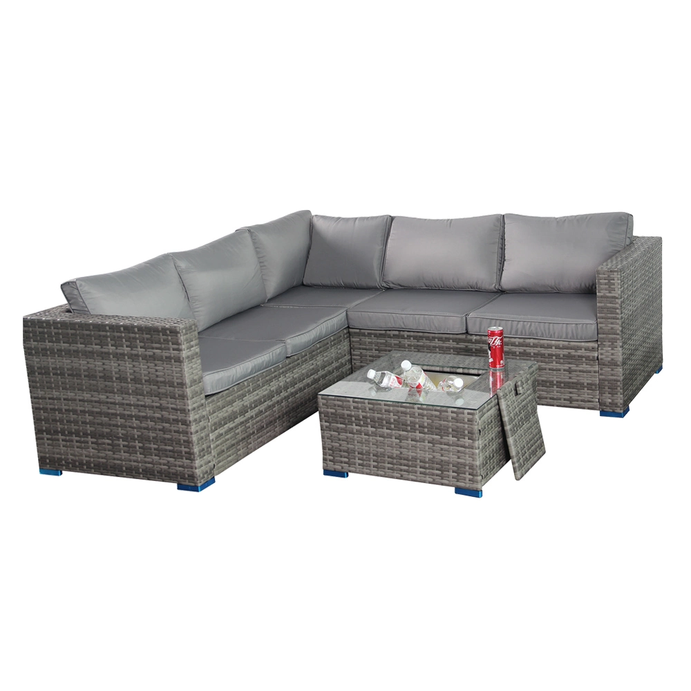 All Weather PE Corner Rattan Furniture Sets with Ice Bucket Outdoor Sofa Kettler Rattan Patio Outside Garden Furniture Sale