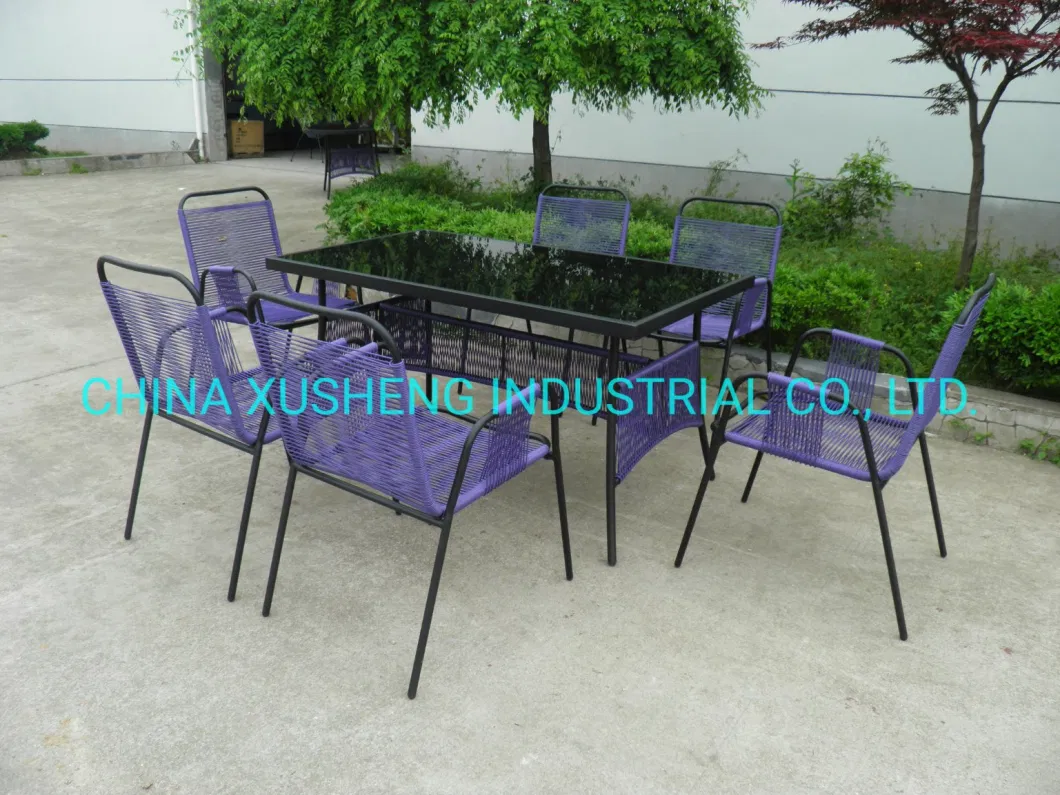 Outdoor Furniture Metal Frame Table and Chair Set in Rattan Weaving