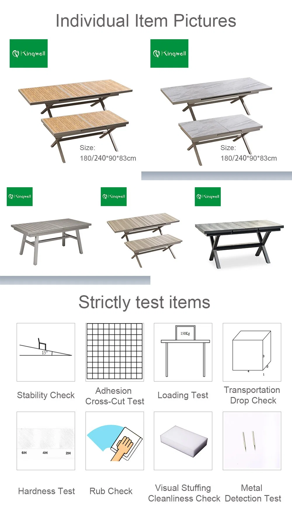 Outdoor Furniture Restaurant Garden Aluminum Extendable Table with Plastic Wood Color Options