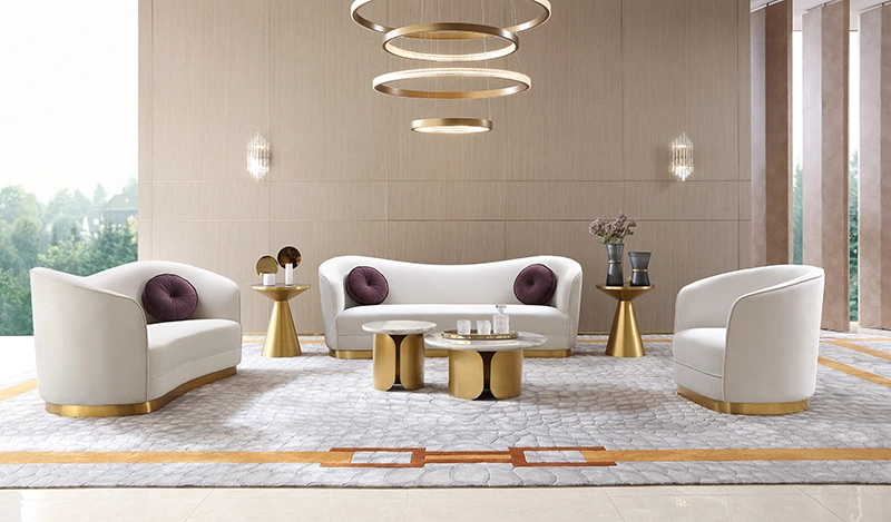 Modern Italian Design Home Luxury Furniture Villa Living Room 1 2 3 Seater Velvet Sofa Set Hotel Leisure Reception Sectional Sofa for Sale