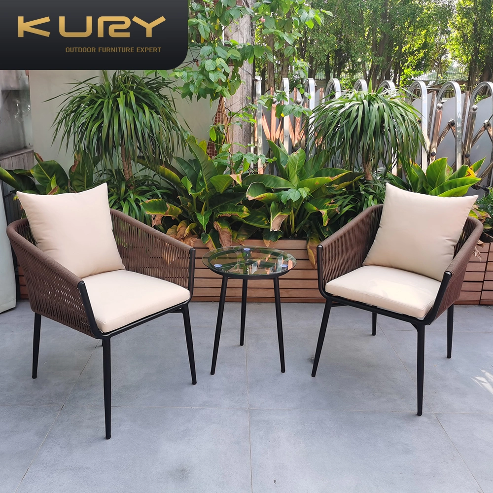 Outdoor Furniture Home Garden Patio Tea Table Three-Piece Rattan Chair Set