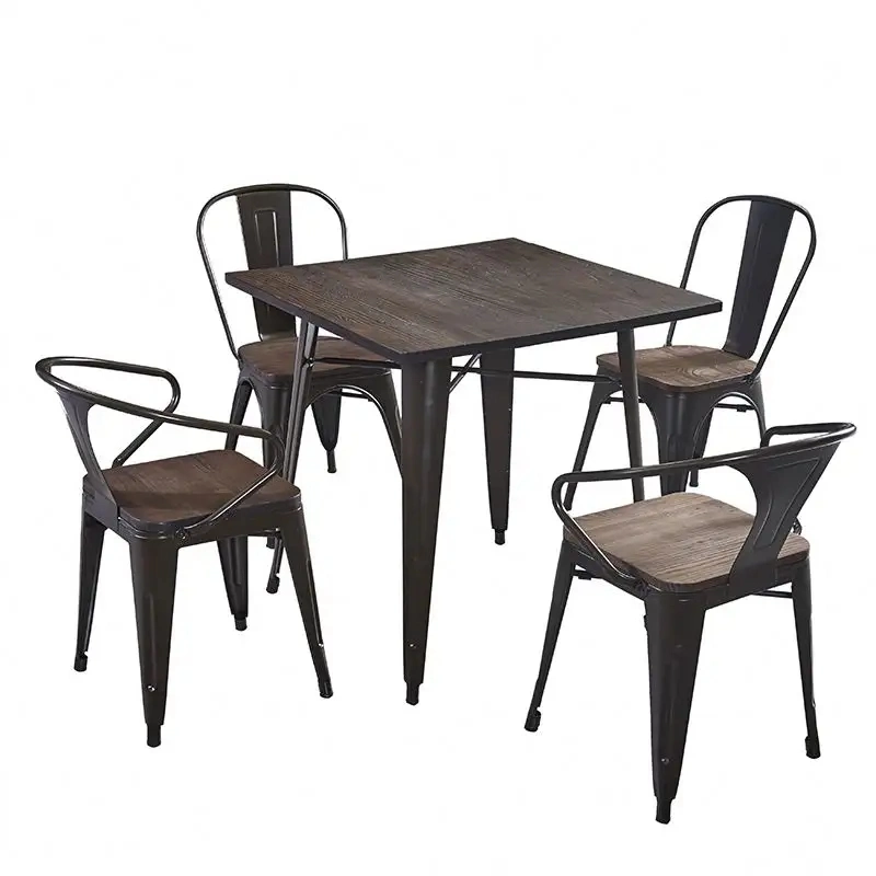 Modern Simple Household Metal Tolix Industrial Bistro Dining Table Chair (ZG23-021)