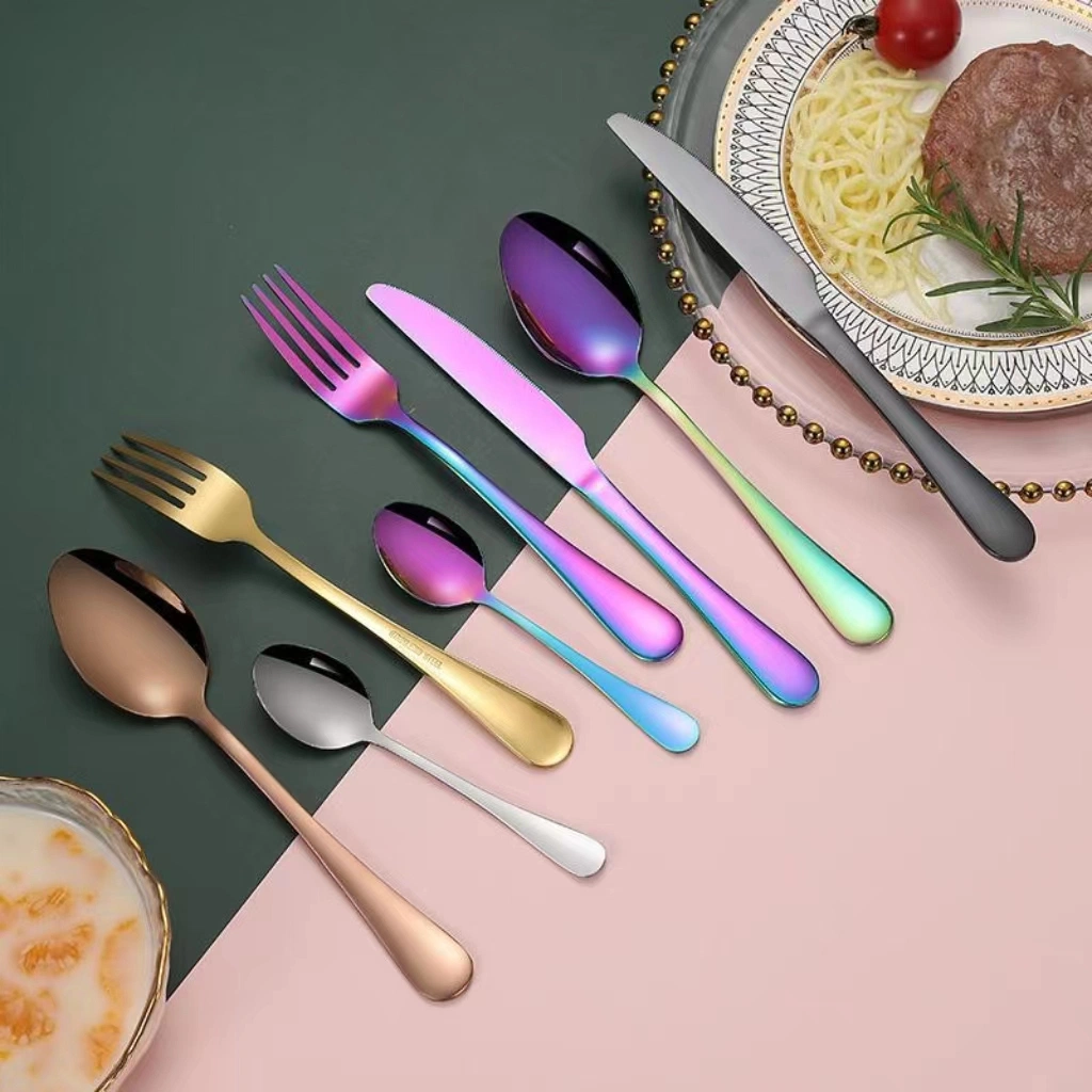 18/0 Colorful Flatware Stainless Steel Tableware Set Multicolor Dinnerware Cutlery Set Bulk Dinner Set for Home Hotel Restaurant