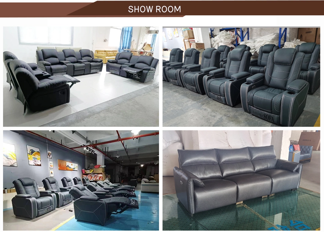 Modern Design Upholstered 3 Seater Cinema Home Living Room Leather Recliner Sofa