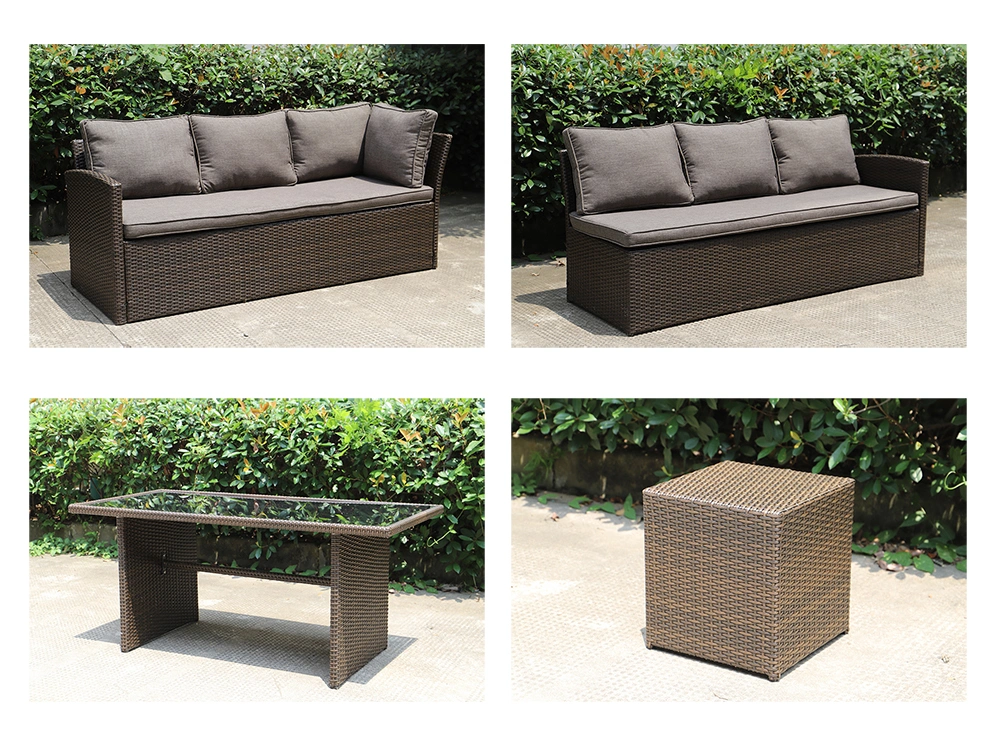 Hot Selling Wicker Steel Kd Garden Furniture Outdoor Corner Sofa Set