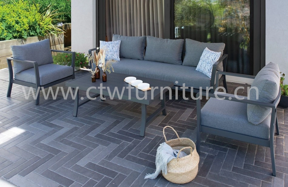 Patio Outdoor Furniture Modern Aluminum Weather Resisitant Garden Conversation Sofa