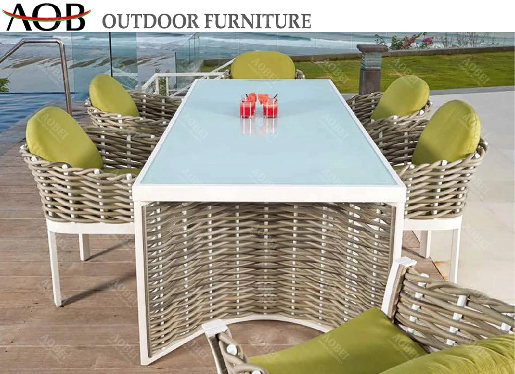 Commercial Grade Modern Outdoor Garden Furniture Aluminum Rattan Dining Table Chair