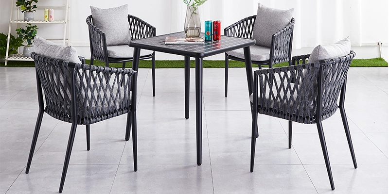 Hot Selling Bistro Furniture Balcony Outdoor Wood Garden Aluminum Dining Chair and Table Set