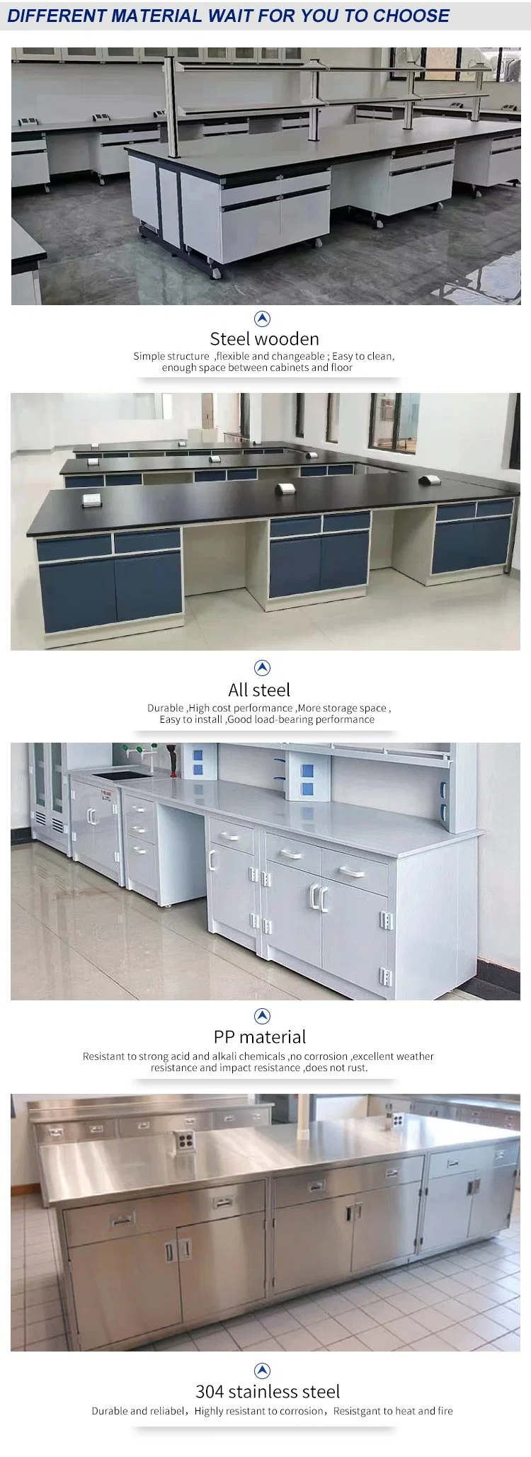 Island Bench Hospital Laboratory Furniture Inspection Center Table